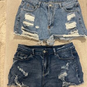 Distressed Blue Jean Denim Women’s Shorts Size Large